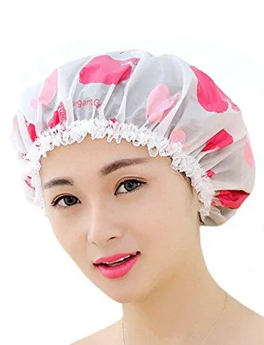 PVC Reusable Elastic Shower Cap New Style Pack of 2 caps