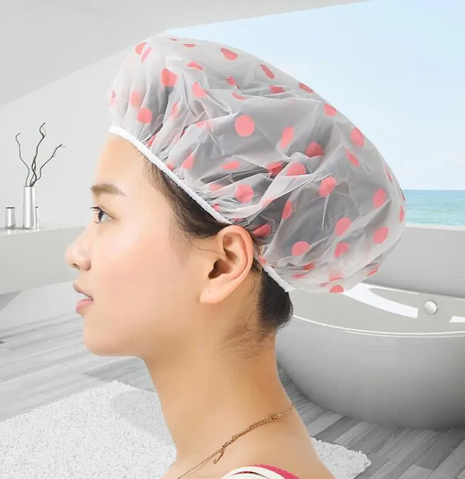 PVC Reusable Elastic Shower Cap New Style Pack of 2 caps