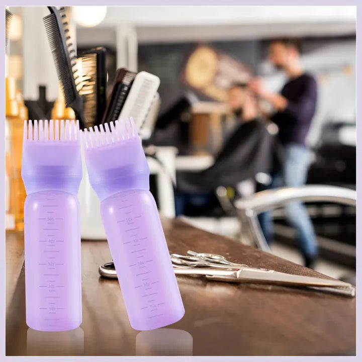 (Silicone) Hair Oil Applicator Bottles, hair oil applicator/Hair color applicator Hair oil Bottle with Comb with Scale Graduated Scale 3 Color
